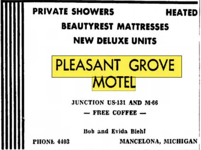 Pleasant Grove Motel (Mancelona Motel) - Jul 1954 Ad (newer photo)